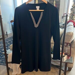 Chico's Black Tunic with Silver Detailing